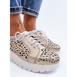 Zazoo 2821 Scarpe da donna in pelle, Oro traforato d'oro 1