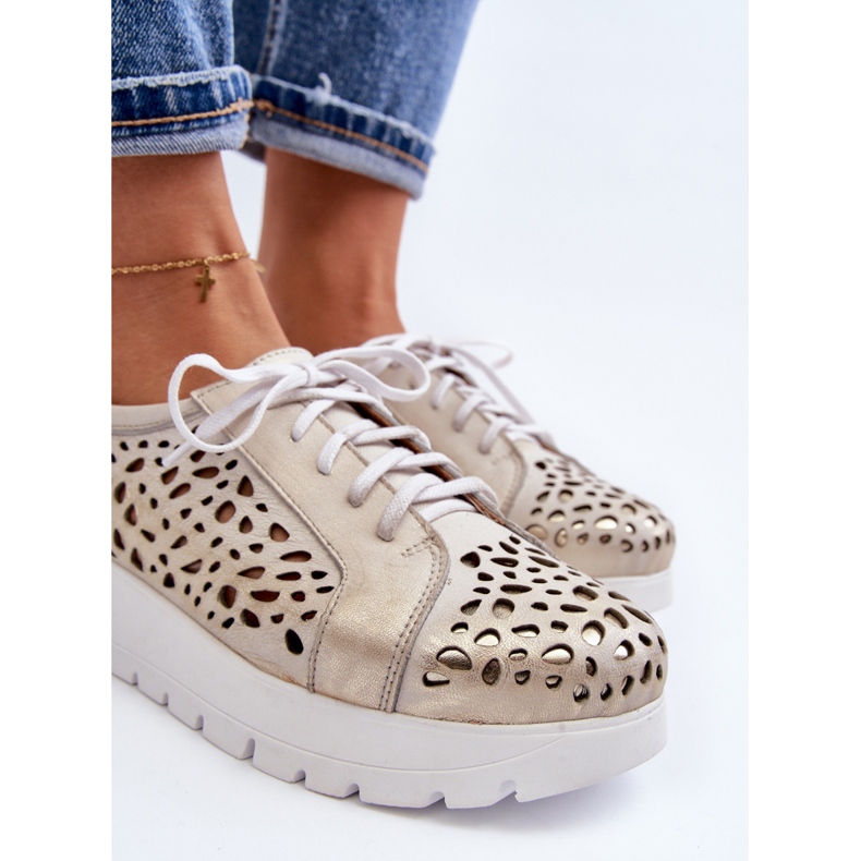 Zazoo 2821 Scarpe da donna in pelle, Oro traforato d'oro 1