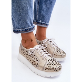 Zazoo 2821 Scarpe da donna in pelle, Oro traforato d'oro 2
