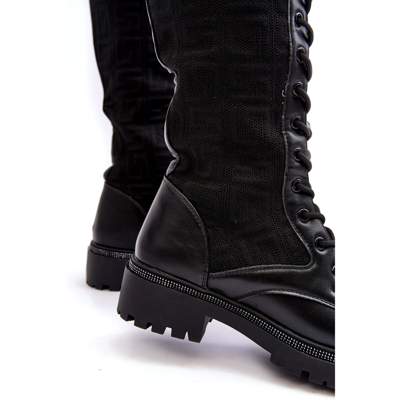 Stivali Stringati da Donna Con Tomaia Elastica Virxinia Nero 6