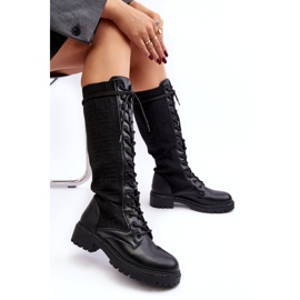 Stivali Stringati da Donna Con Tomaia Elastica Virxinia Nero 5
