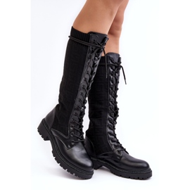Stivali Stringati da Donna Con Tomaia Elastica Virxinia Nero 1