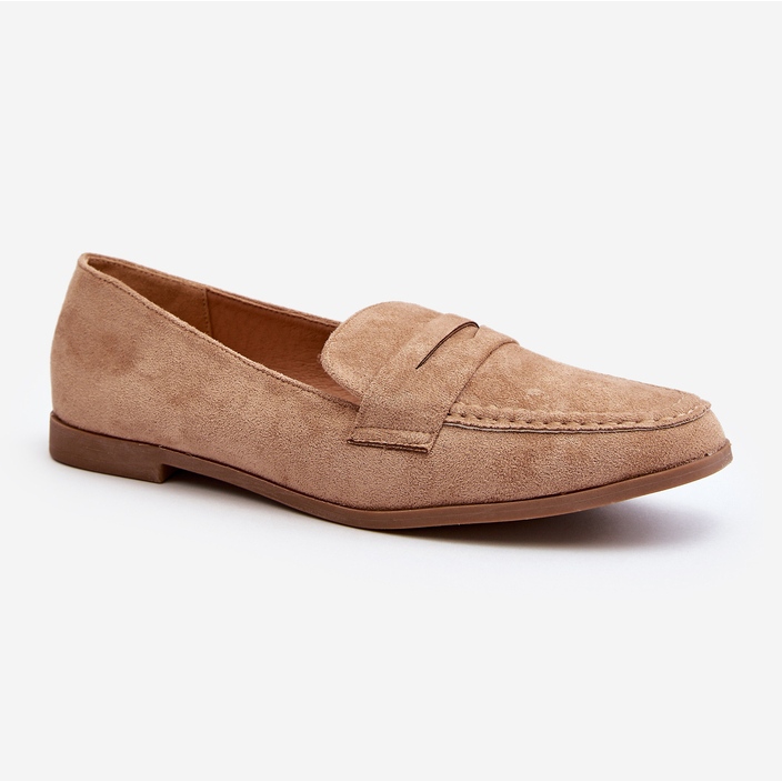 Mocassini classici in olevino beige scuro da donna 2
