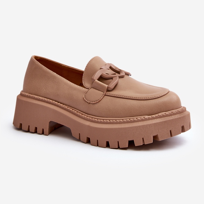 Mocassini Grossi da Donna Con Catena Beige Dataia 1