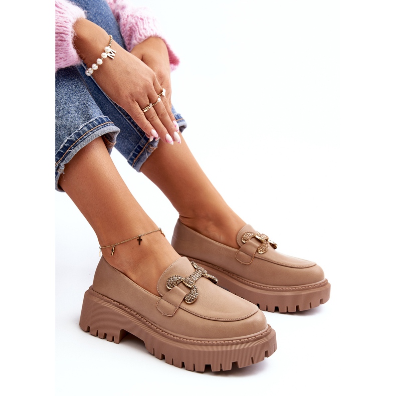 Mocassini Da Donna Con Decorazione, Gargi Beige Scuro 1