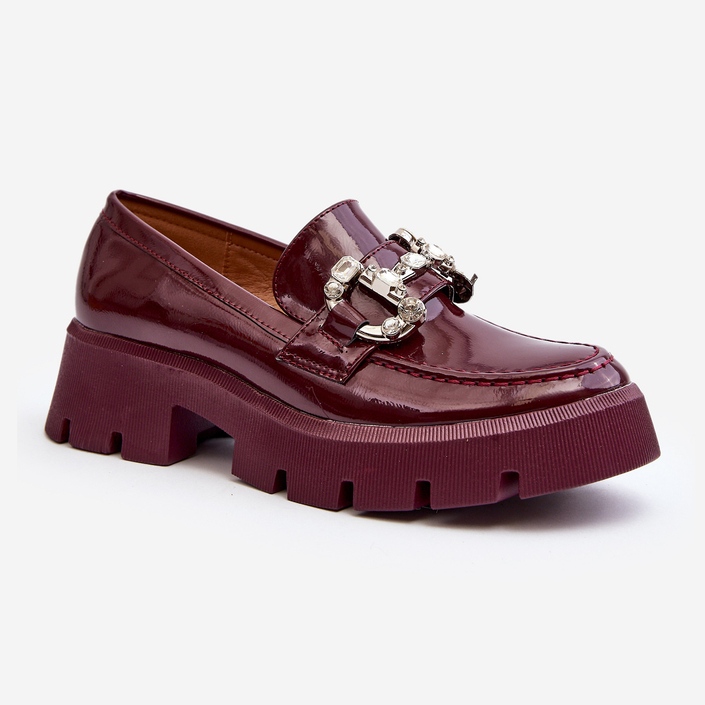 Mocassini Da Donna In Vernice Con Decorazione, Arsaba Bordeaux rosso 1