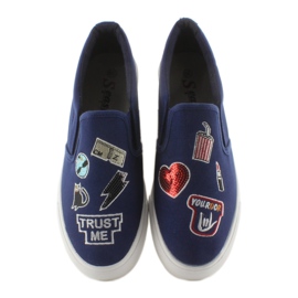 Sneakers slip-on con ricamo NB102P Blu Scuro blu navy 2