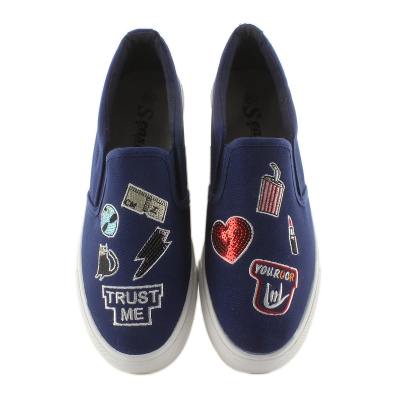 Sneakers slip-on con ricamo NB102P Blu Scuro blu navy 2