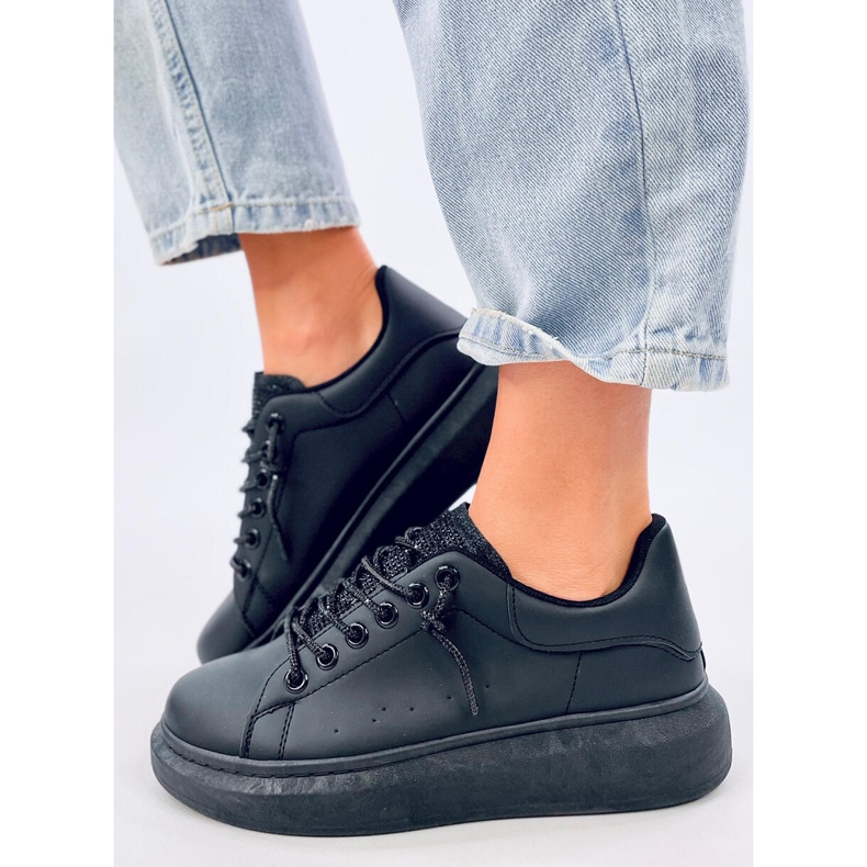 Sneakers con zeppa Brans All Black nero 2