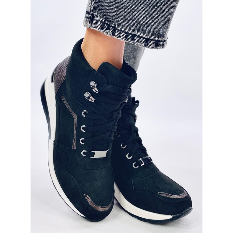 Esterno Sneakers con zeppa nere nero 2