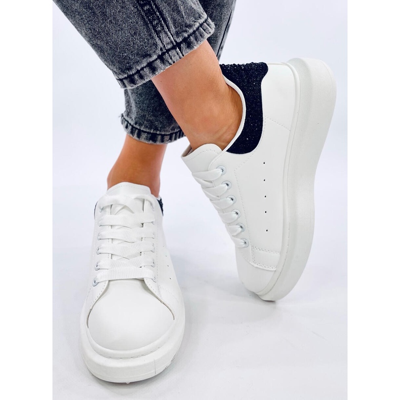 Sneakers Parkss BIANCO/NERO con plateau e strass bianca 1
