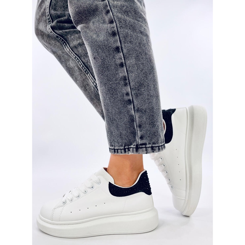 Sneakers Parkss BIANCO/NERO con plateau e strass bianca 2