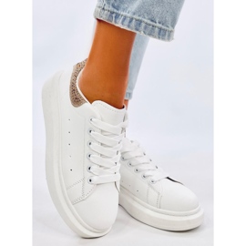 Sneakers Parkss BIANCO/ORO con plateau e strass bianca 1