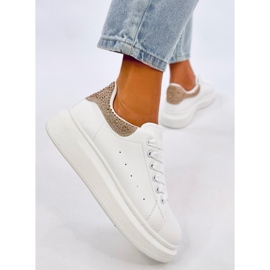 Sneakers Parkss BIANCO/ORO con plateau e strass bianca 2