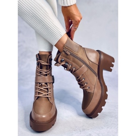 Stivali stringati con tacco Brooks Khaki marrone 1