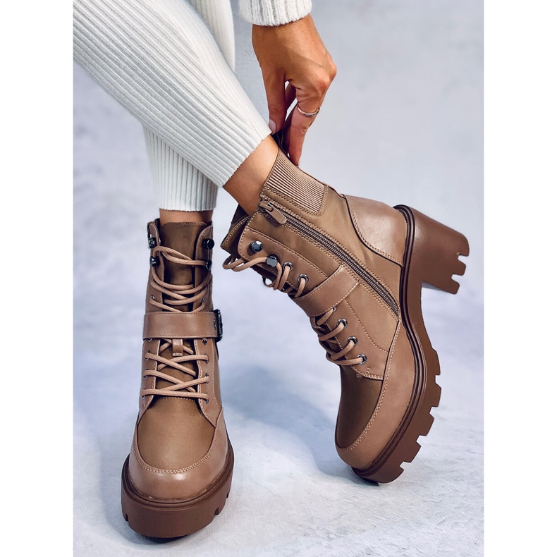 Stivali stringati con tacco Brooks Khaki marrone 1
