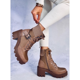 Stivali stringati con tacco Brooks Khaki marrone 2