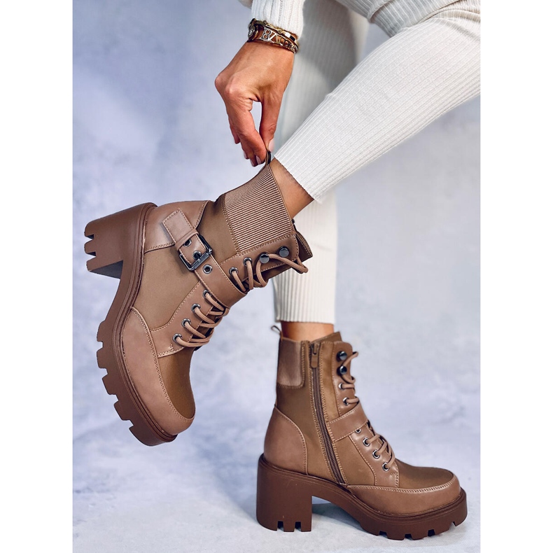 Stivali stringati con tacco Brooks Khaki marrone 2
