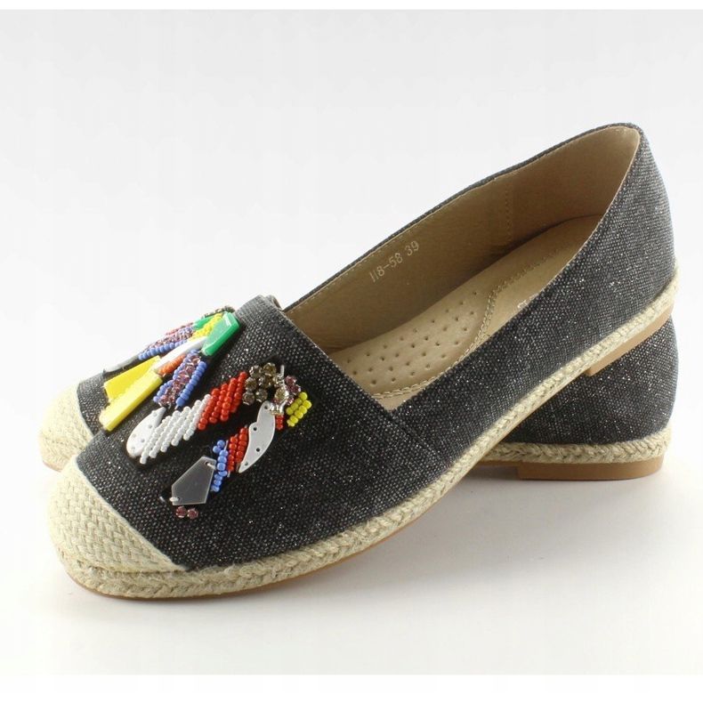 Espadrillas con perline colorate H8-58 nere nero 1
