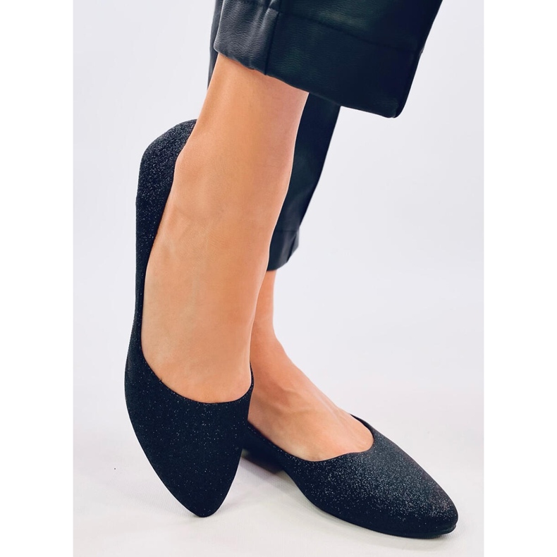 Ballerine Chiesa nere con glitter nero 1