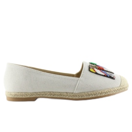 Espadrillas con perline bianche colorate H8-58 bianco 1