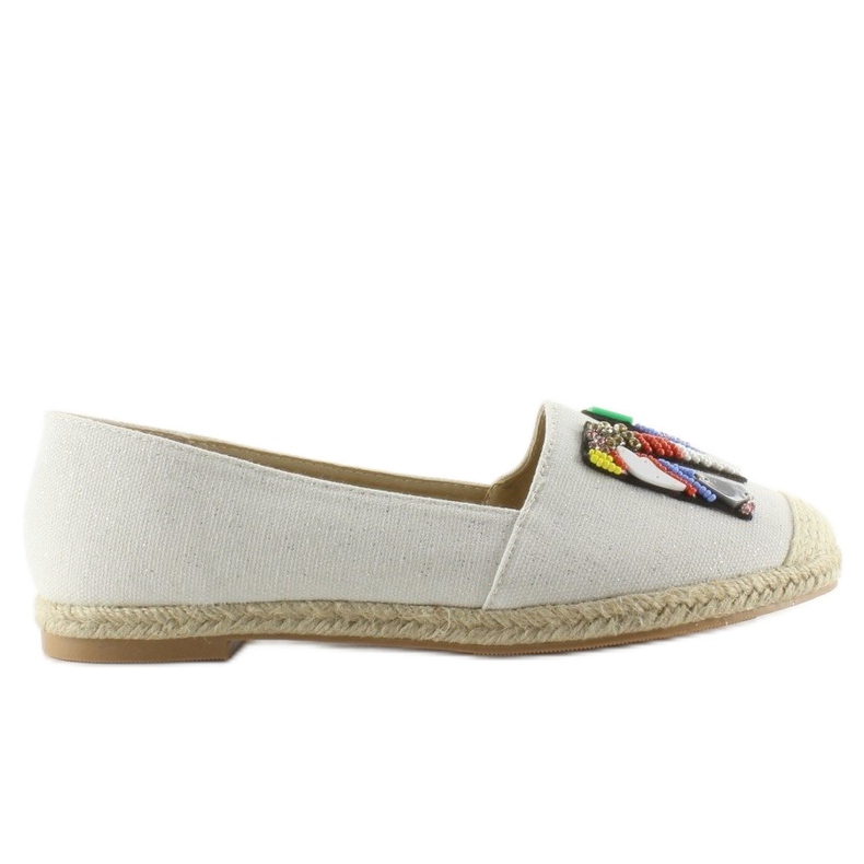 Espadrillas con perline bianche colorate H8-58 bianco 1