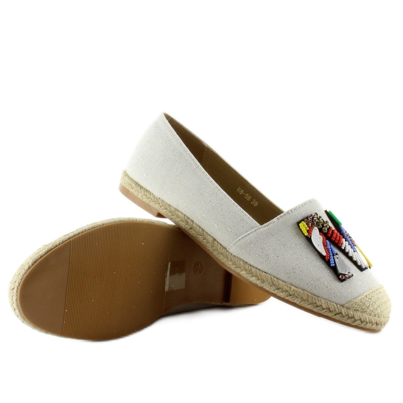 Espadrillas con perline bianche colorate H8-58 bianca 2