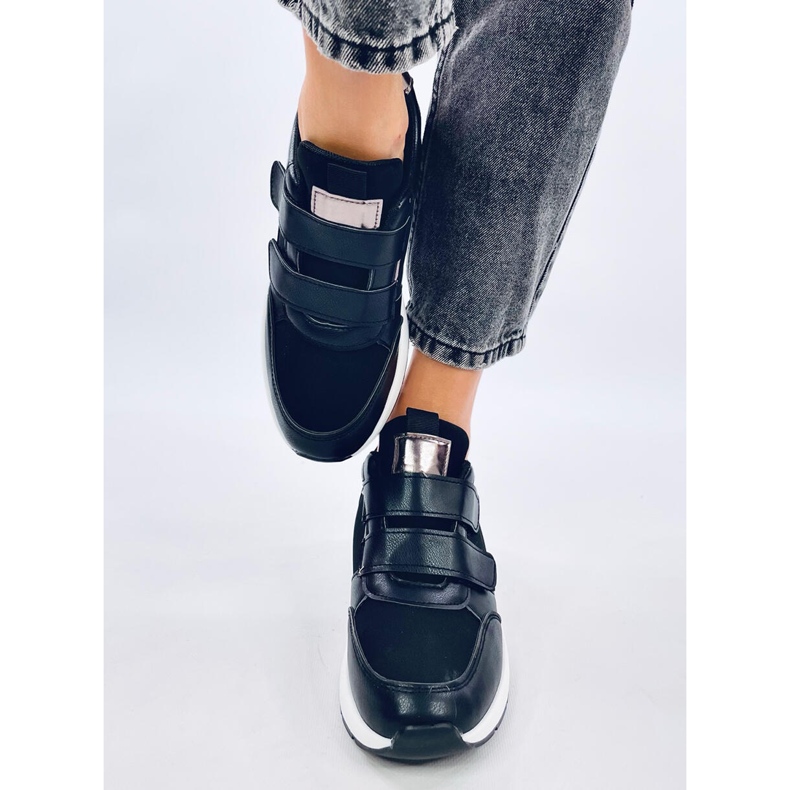 Moulton Sneakers nere con zeppa e chiusura in velcro nero 1