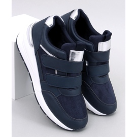 Sneakers con zeppa Moulton Navy con velcro blu 1
