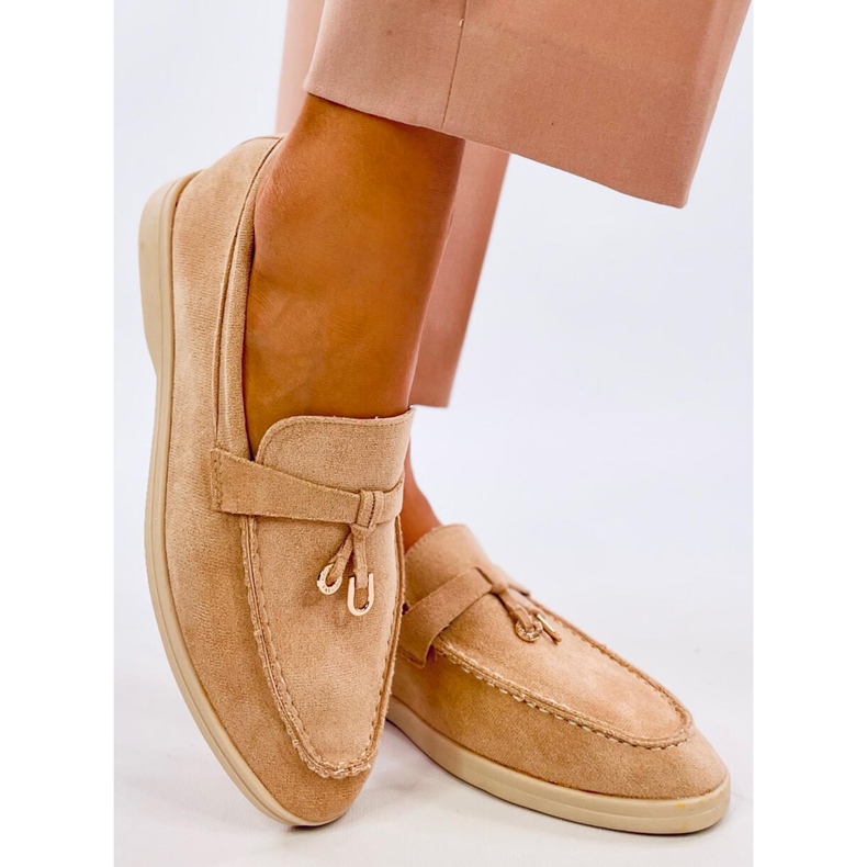 Mocassini Robins in morbida pelle scamosciata beige 2