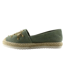 Espadrillas in tela con borchie CV-353 Verdi verde 1