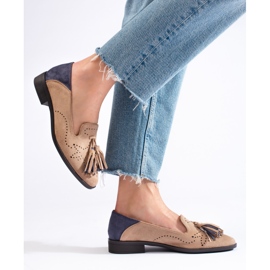 Mocassini in camoscio beige traforato di Daszyński 2