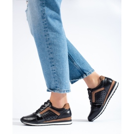 Sneakers da donna Daszyński nere traforate nero 1
