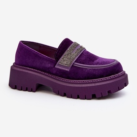 Mocassini In Velluto Da Donna Con Decorazione, Wendreda Viola 2