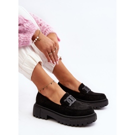 Mocassini da Donna Con Catena Mevre Nero 2