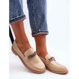 Mocassini da Donna in Eco Pelle con Catena, Nohlies Beige 2