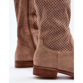 S.barski HY66-139 Stivali traforati beige da donna 1