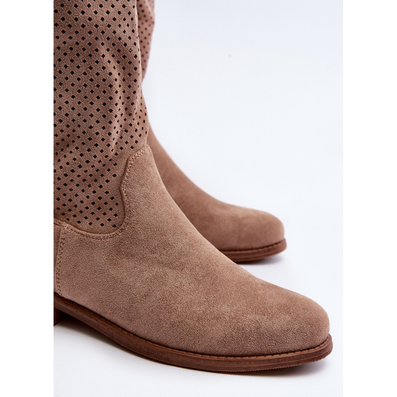 S.barski HY66-139 Stivali traforati beige da donna 2