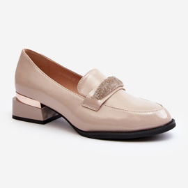 Vinceza Scarpe Tacco Basso da Donna in Vernice, Beige Marilni 1