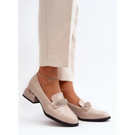 Vinceza Scarpe Tacco Basso da Donna in Vernice, Beige Marilni 2