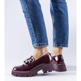 Mocassini in vernice bordeaux con strass Cezet rosso 1