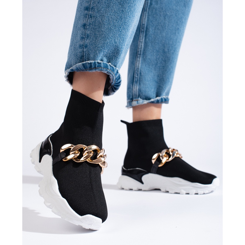 TRENDI Sneakers Slip-on Con Catena nero 1