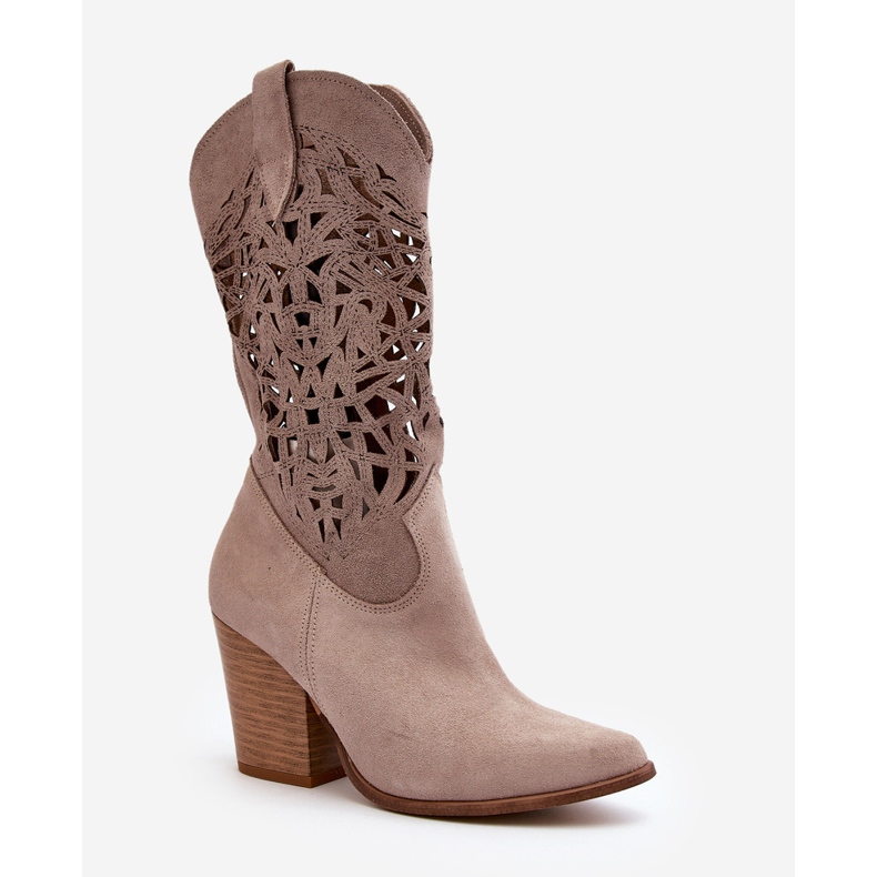 Zazoo 3414 Stivaletti Traforati da Donna Camoscio Cappuccino beige 2