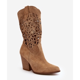 Zazoo 3414 Stivaletti Traforati da Donna, Camoscio, Beige 1