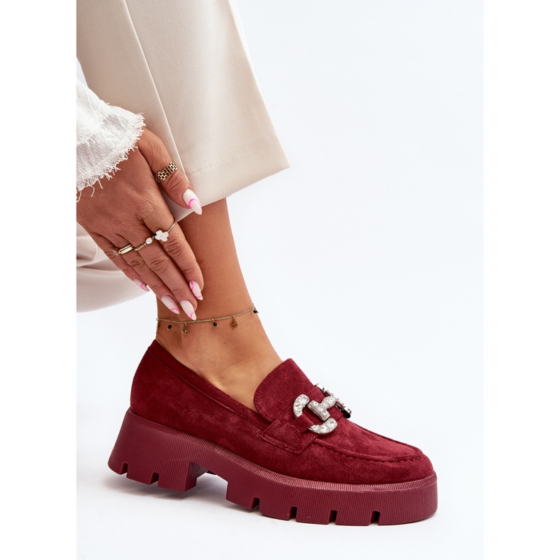 Mocassini Da Donna Con Decoro, Ellise Bordeaux rosso 1