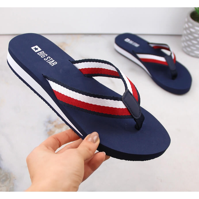 Infradito da donna con zeppa blu navy Big Star LL274779 1