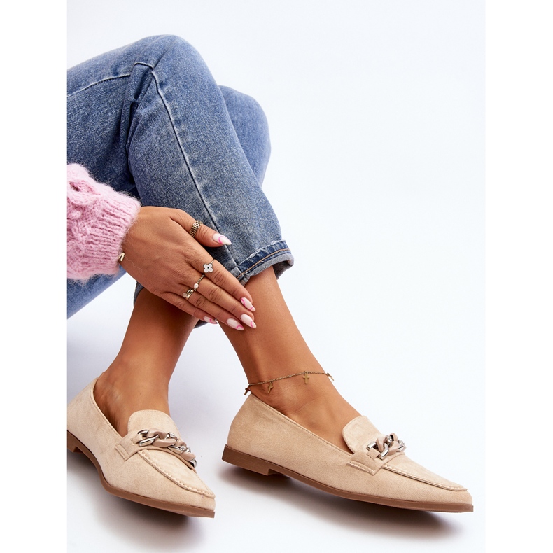 Mocassini Da Donna Con Catena Beige Ambrise 1