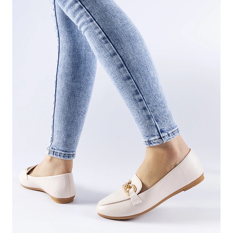 Mocassini con fibbia beige di Sovera 1