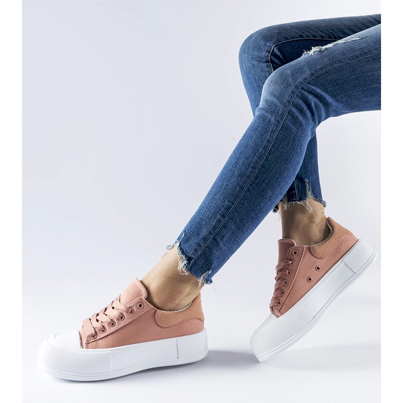 Scarpe da ginnastica con plateau Werninger rosa 1