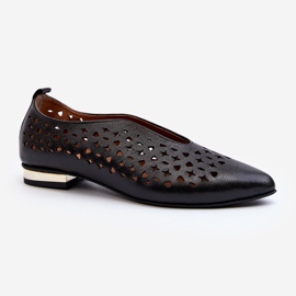 Zazoo 2883 Ballerine traforate in pelle naturale, nere nero 1